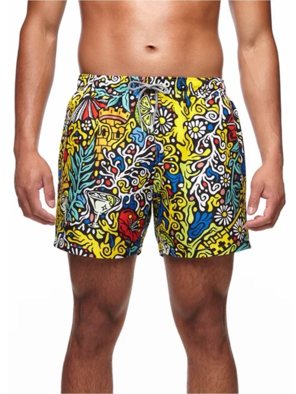 Boardies x BEBAR Men’s Mid Length Swim Shorts Trunks Abstract Art Print Size Med